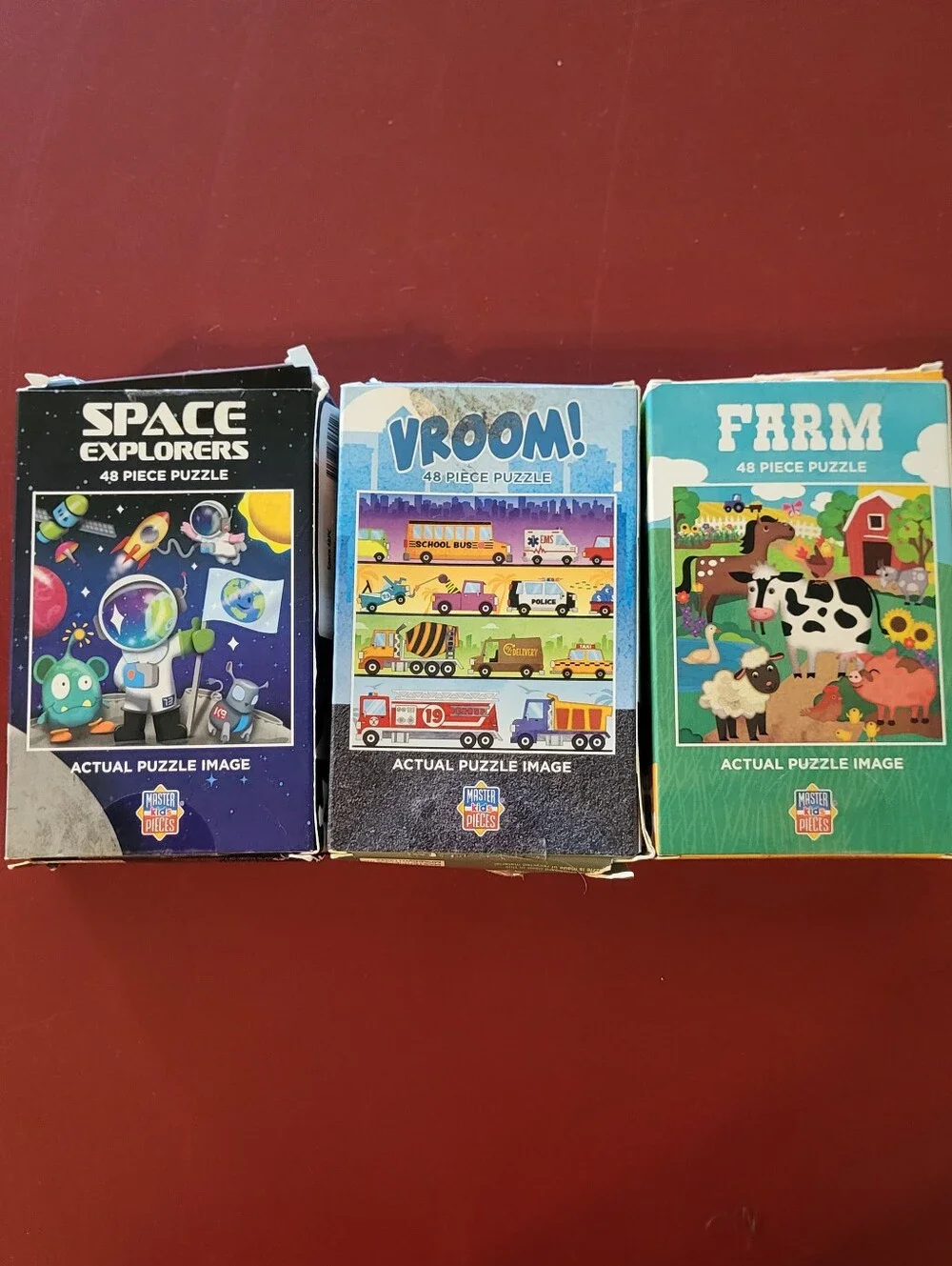 Master Kids Pieces Puzzle Farm Vroom Space Explorers Games Puzzles Lot Of 3